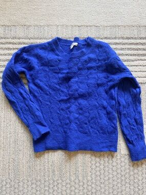 Crewcuts Cobalt Blue Crewneck Cable Knit Sweater